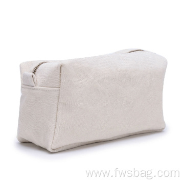 Thick White Toiletry Storage Cotton Canvas Wash Bag